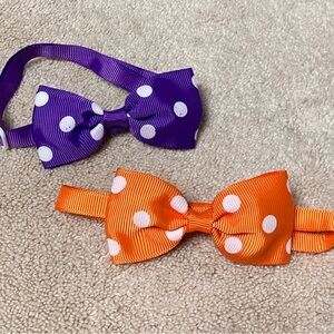 2pc. Polka Dot Bow Ties for pets - Purple and Orange